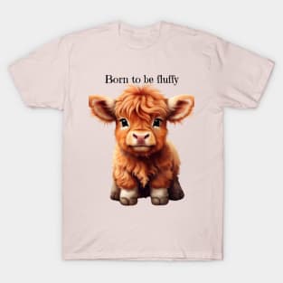 Born to be Fluffy: Highland Cow Charm T-Shirt